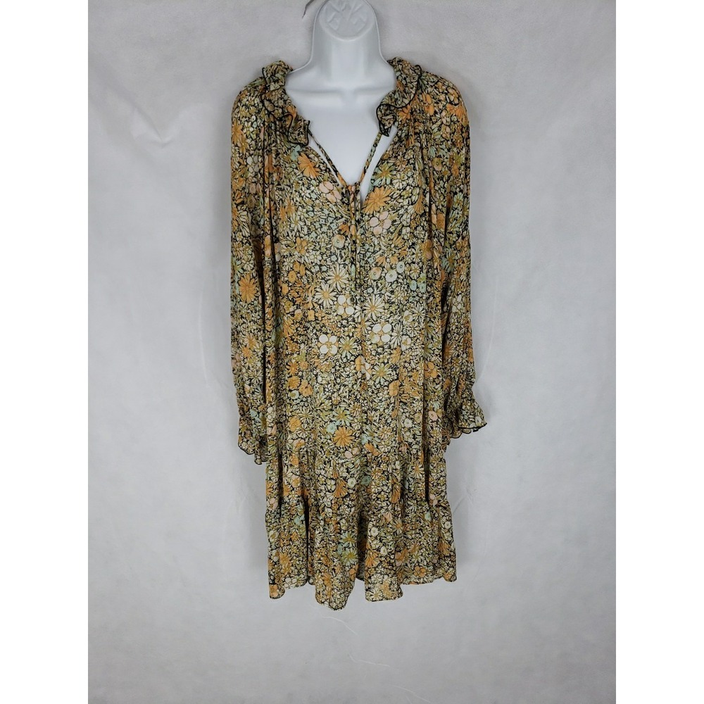 Free People Size S Women's Floral Yellow and Orange Lightweight Sheer Dress